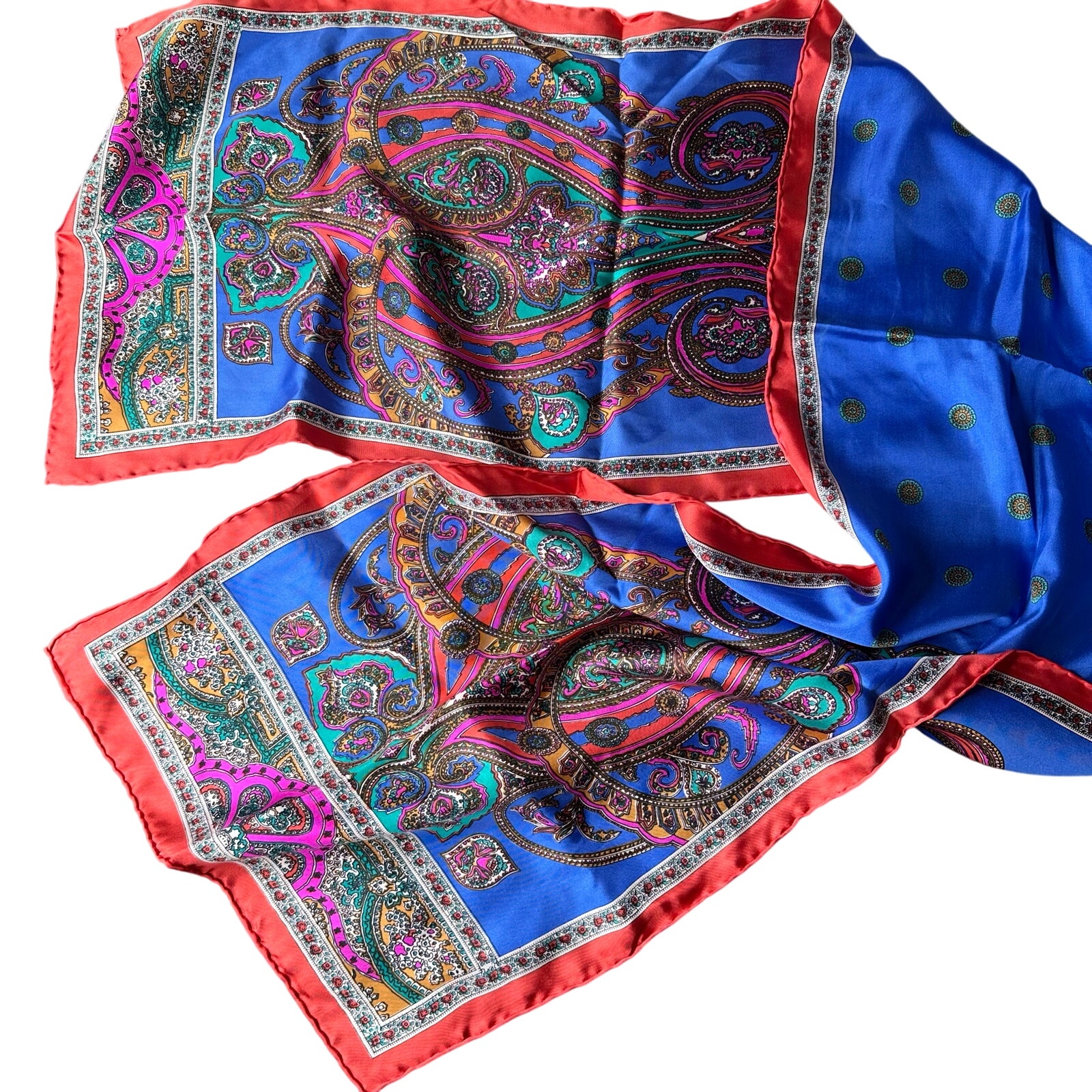 Berkshire 100 Silk Scarf Blue Red Twill Scarf Long Scarf 58x13
